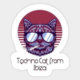 Techno Cat from Berlin - Catsondrugs.com - Techno Party Ibiza Rave Dance Underground Festival Spring Break  Berlin Good Vibes Trance Dance technofashion technomusic housemusic Sticker